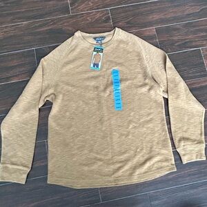 Eddie Bauer Men's Double Knit Crew Neck Tan Long Sleeve Sweater Size L NWT